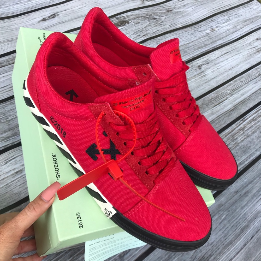 SOLD • OFF WHITE VULCANIZED STRIPED LOWTOP RED - Picture 5 of 8